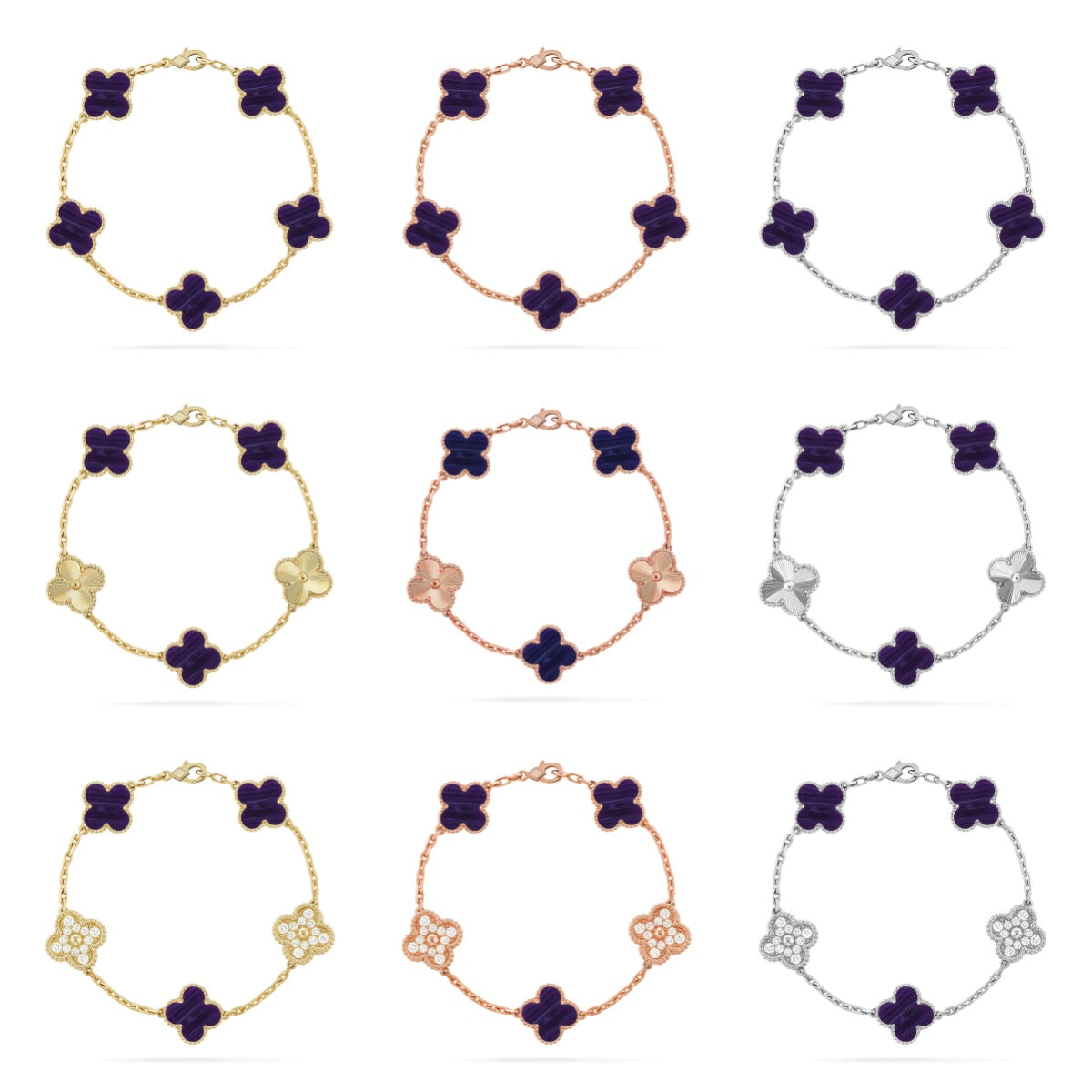 [ELAN LUXE]CLOVER 5 MOTIF PURPLE STRIPES BRACELET COLLECTION