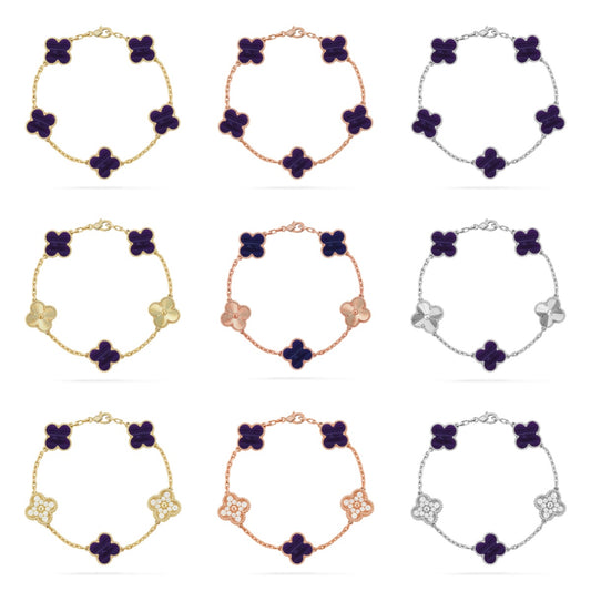 [ELAN LUXE]CLOVER 5 MOTIF PURPLE STRIPES BRACELET COLLECTION