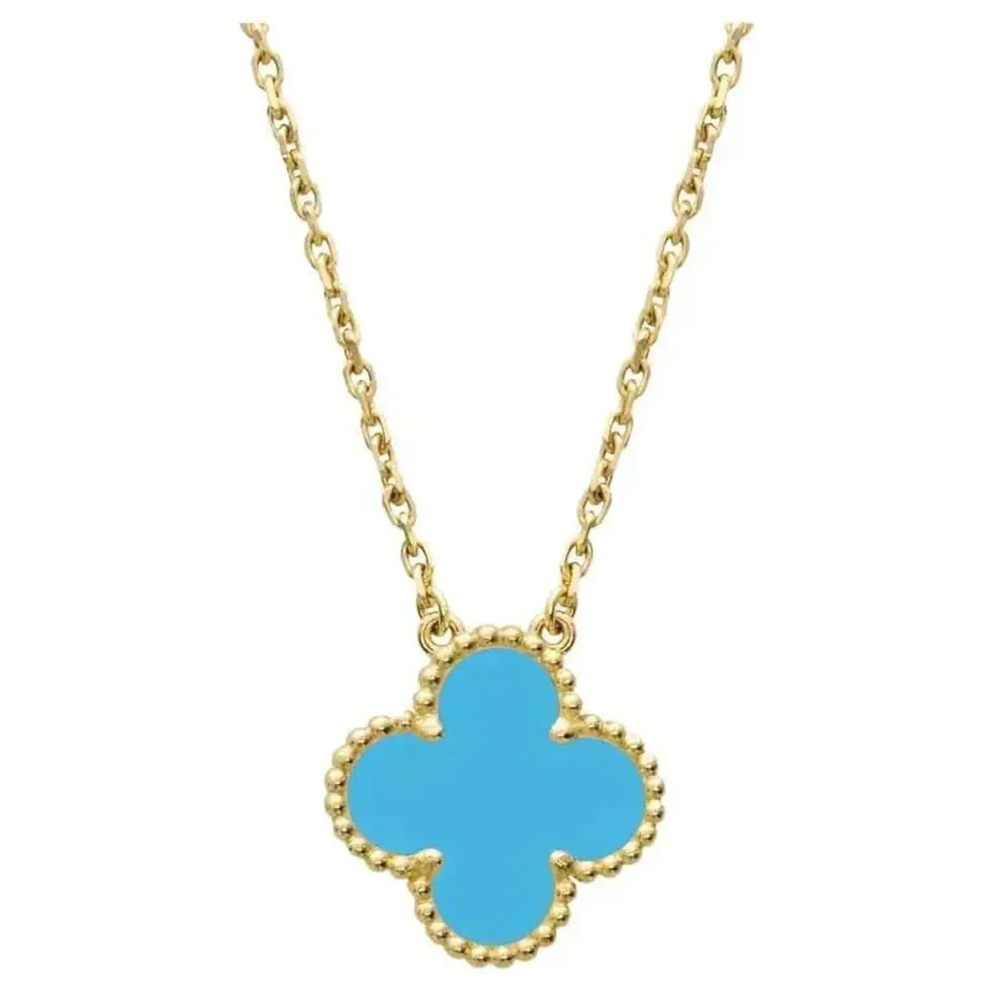 [ELAN LUXE]CLOVER 15MM VINTAGE TURQUOISE NECKLACE