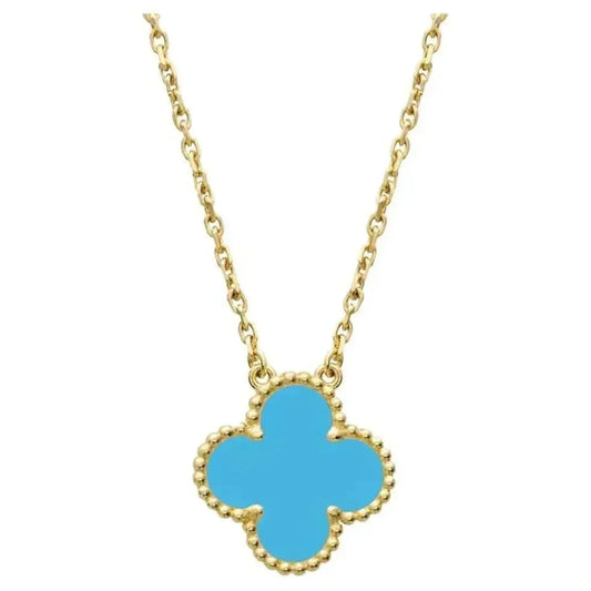 [ELAN LUXE]CLOVER 15MM VINTAGE TURQUOISE NECKLACE