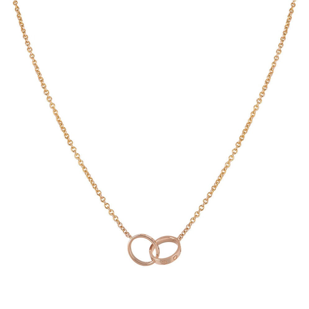 [ELAN LUXE]LOVE NECKLACE DOUBLE RING PINK GOLD