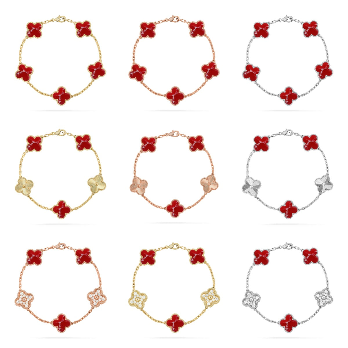 [ELAN LUXE]CLOVER 5 MOTIF RED PATTERN BRACELET COLLECTION