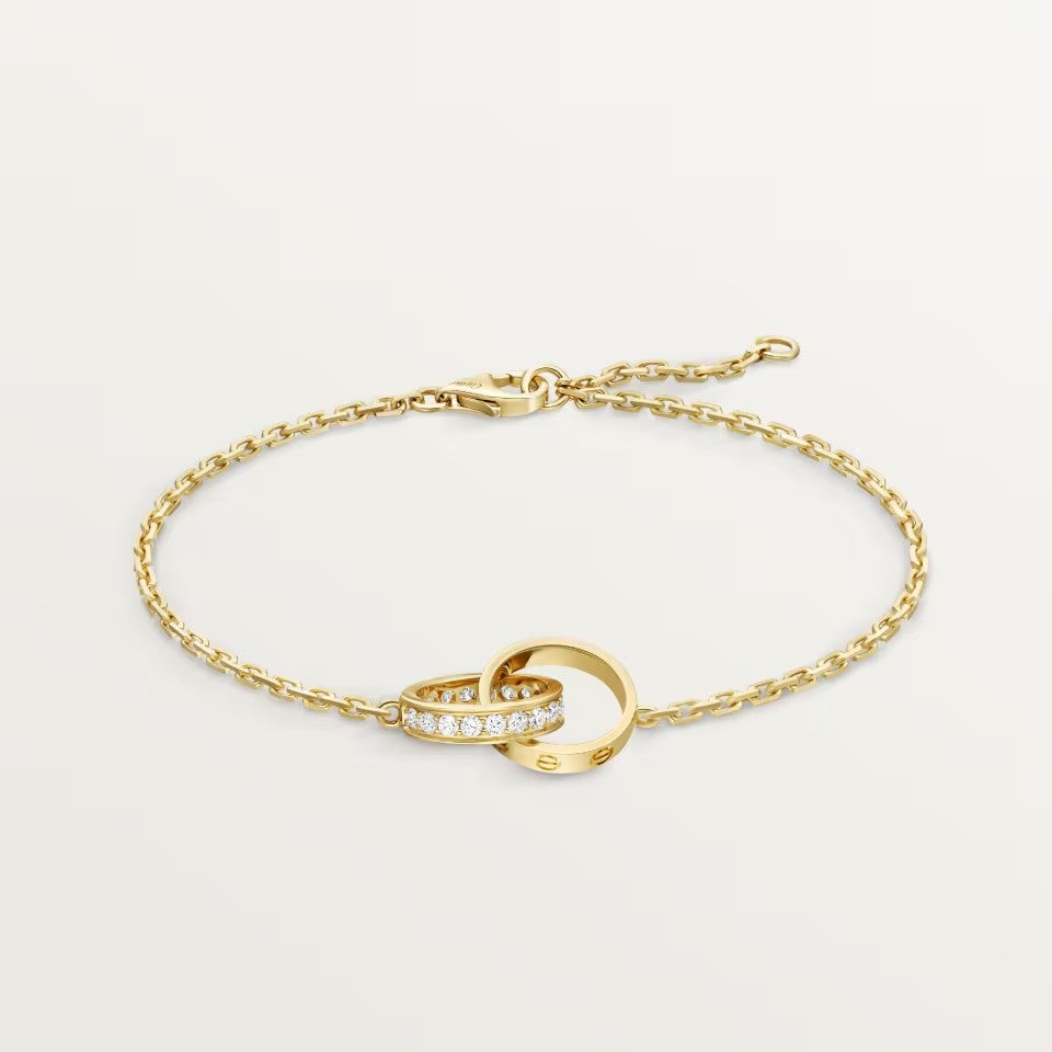 [ELAN LUXE]LOVE DOUBLE RING HALF DIAMOND BRACELET