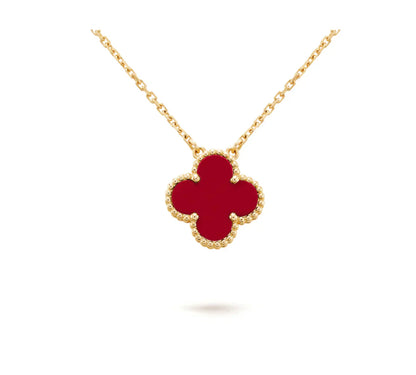 [ELAN LUXE]CLOVER 15MM CARNELIAN SINGLE FLOWER NECKLACE