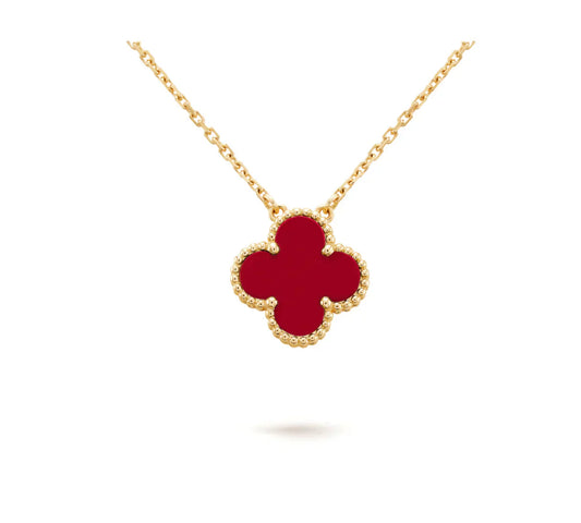 [ELAN LUXE]CLOVER 15MM CARNELIAN SINGLE FLOWER NECKLACE