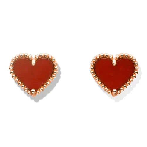[ELAN LUXE]HEART CARNELIAN STUD EARRINGS