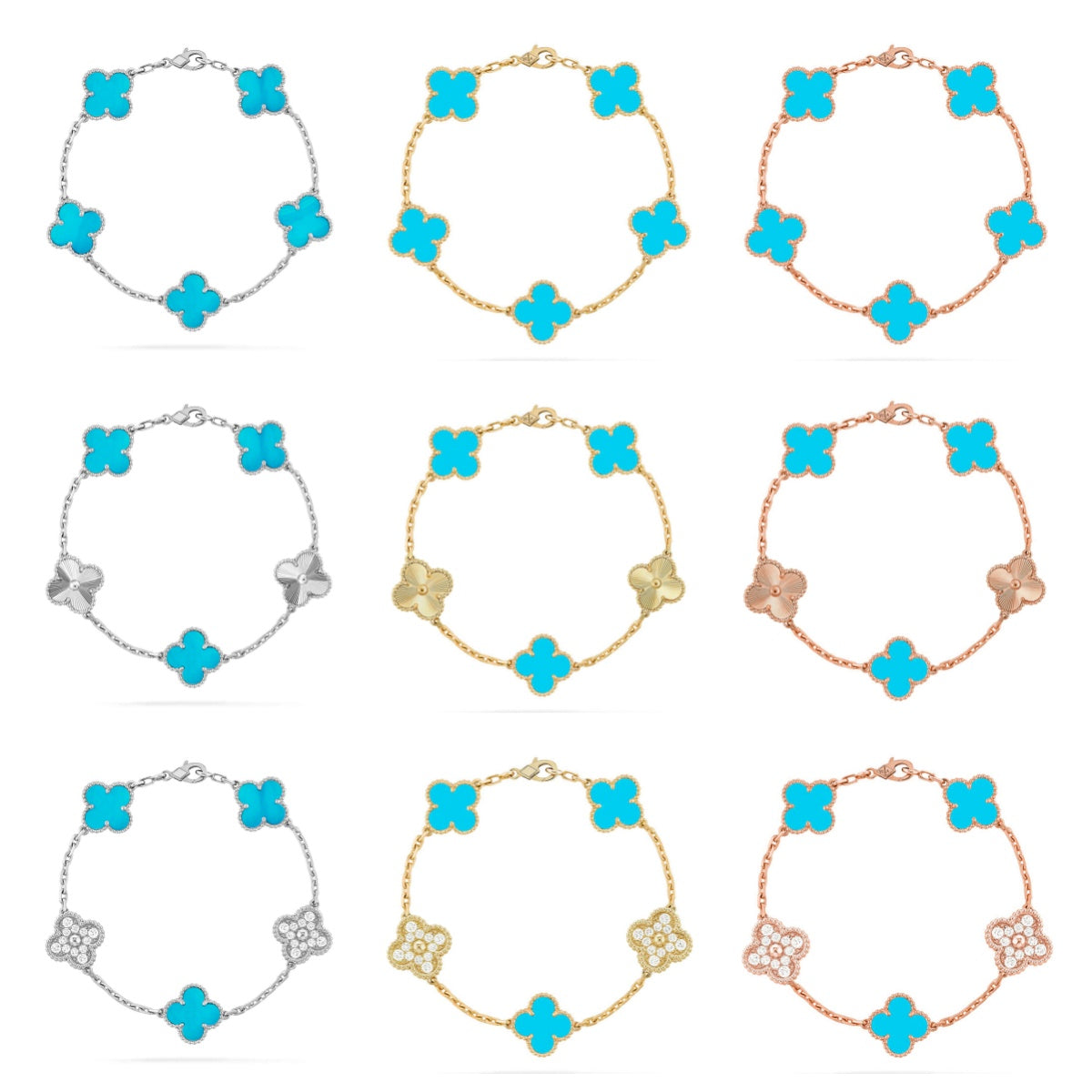 [ELAN LUXE] CLOVER 5 MOTIF TURQUOISE BRACELET COLLECTION
