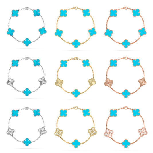 [ELAN LUXE] CLOVER 5 MOTIF TURQUOISE BRACELET COLLECTION