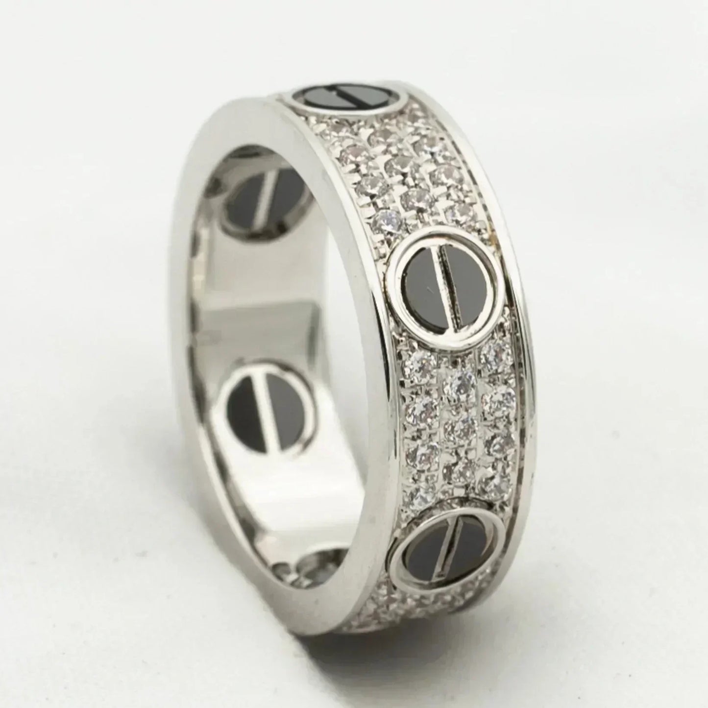 [ELAN LUXE]LOVE RING 5.5MM DIAMONDS PAVED CERAMIC