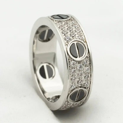 [ELAN LUXE]LOVE RING 5.5MM DIAMONDS PAVED CERAMIC