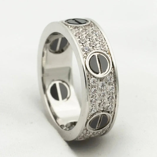 [ELAN LUXE]LOVE RING 5.5MM DIAMONDS PAVED CERAMIC