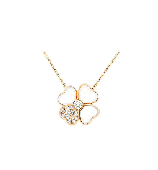 [ELAN LUXE]CLOVER MOP DIAMOND ROSE GOLD NECKLACE