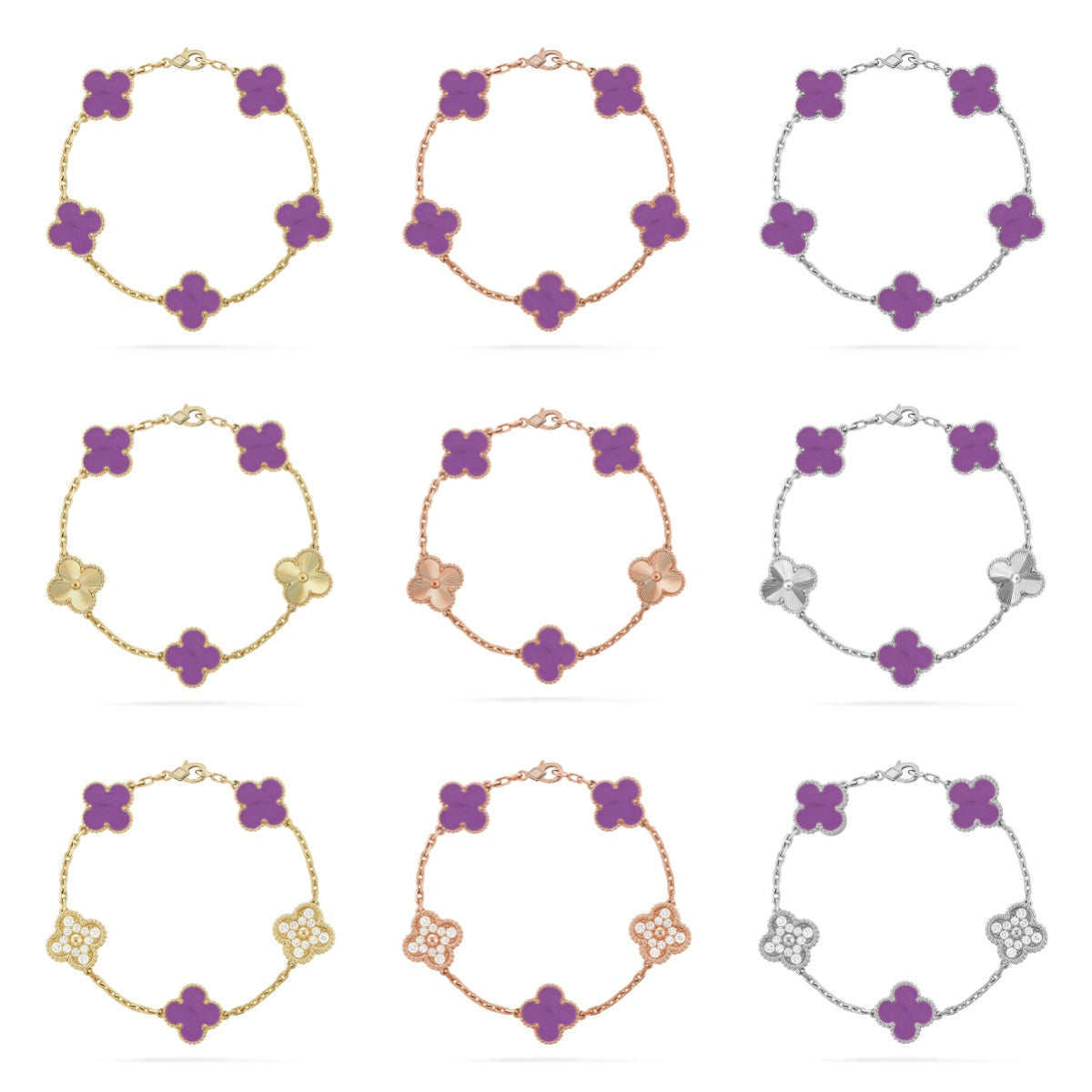 [ELAN LUXE] CLOVER 5 MOTIF VIOLET BRACELET COLLECTION