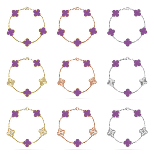 [ELAN LUXE] CLOVER 5 MOTIF VIOLET BRACELET COLLECTION