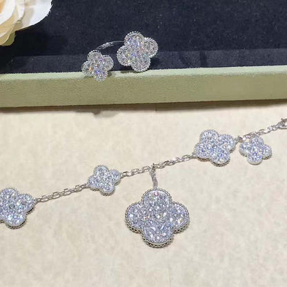 [ELAN LUXE]CLOVER 6 MOTIFS SILVER DIAMOND BRACELET