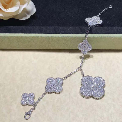 [ELAN LUXE]CLOVER 6 MOTIFS SILVER DIAMOND BRACELET