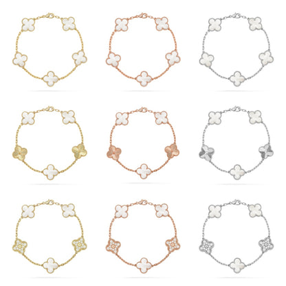 [ELAN LUXE]CLOVER WHITE PEARL MOP 5 MOTIF BRACELET COLLECTION
