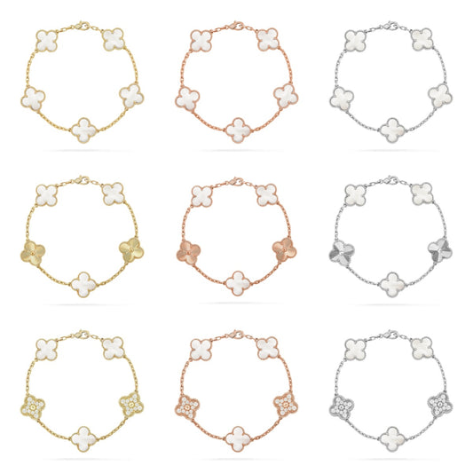 [ELAN LUXE]CLOVER WHITE PEARL MOP 5 MOTIF BRACELET COLLECTION