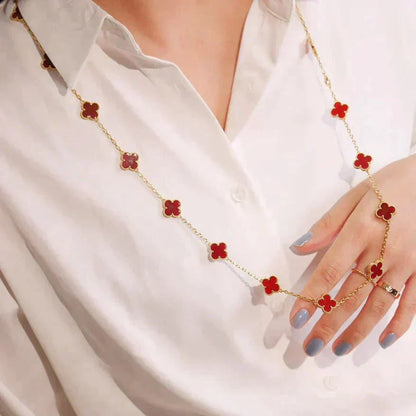 [ELAN LUXE]CLOVER 20 MOTIFS CARNELIAN NECKLACE