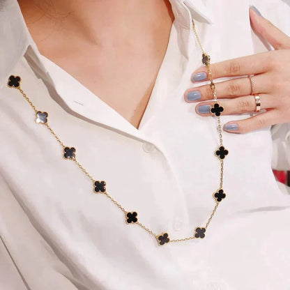 [ELAN LUXE]CLOVER 20 MOTIFS ONYX NECKLACE
