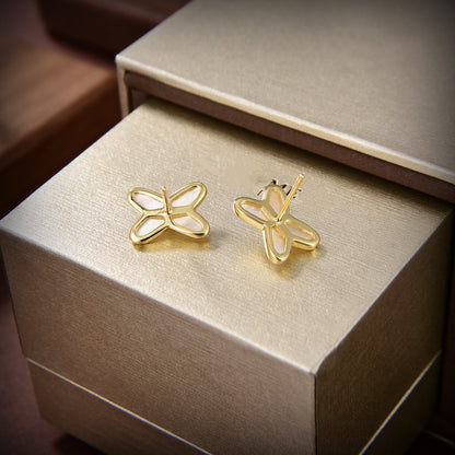 [ELAN LUXE]JEUX DE WHITE MOP GOLD DIAMOND EARRINGS