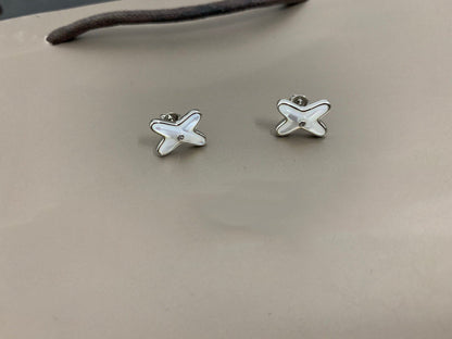 [ELAN LUXE]JEUX DE WHITE MOP SILVER DIAMOND EARRINGS