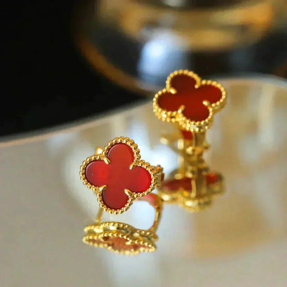 [ELAN LUXE]CLOVER MEDIUM 1 MOTIFS CARNELIAN  EARRINGS