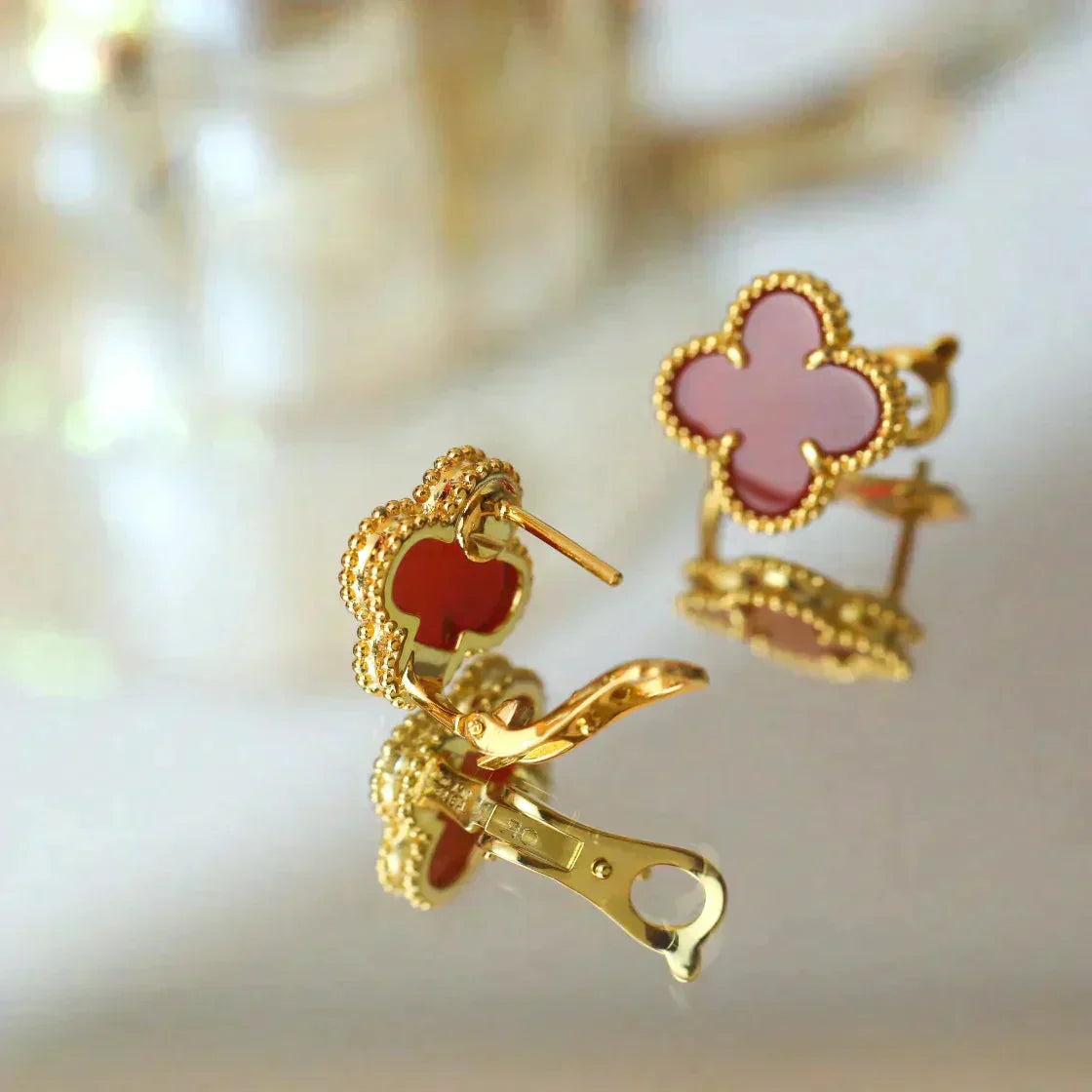 [ELAN LUXE]CLOVER MEDIUM 1 MOTIFS CARNELIAN  EARRINGS