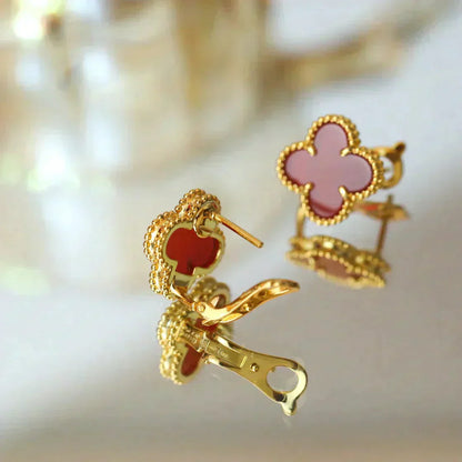 [ELAN LUXE]CLOVER MEDIUM 1 MOTIFS CARNELIAN  EARRINGS