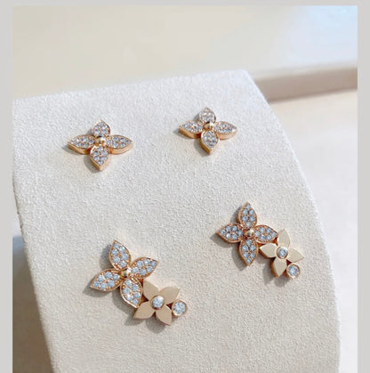 [ELAN LUXE]STAR BLOSSOM STUD EARRINGS PINK GOLD DIAMONDS