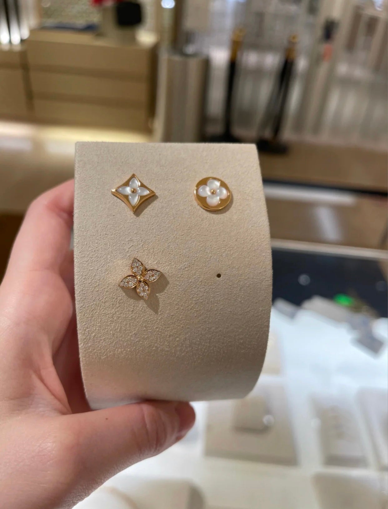 [ELAN LUXE]STAR BLOSSOM STUD EARRINGS PINK GOLD DIAMONDS