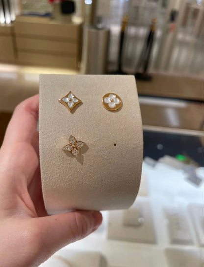 [ELAN LUXE]STAR BLOSSOM STUD EARRINGS PINK GOLD DIAMONDS