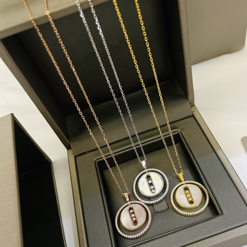[ELAN LUXE]LUCKY MOVE MM NACRE BLANCHE DIAMOND NECKLACE