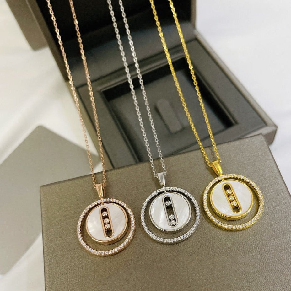 [ELAN LUXE]LUCKY MOVE MM NACRE BLANCHE DIAMOND NECKLACE