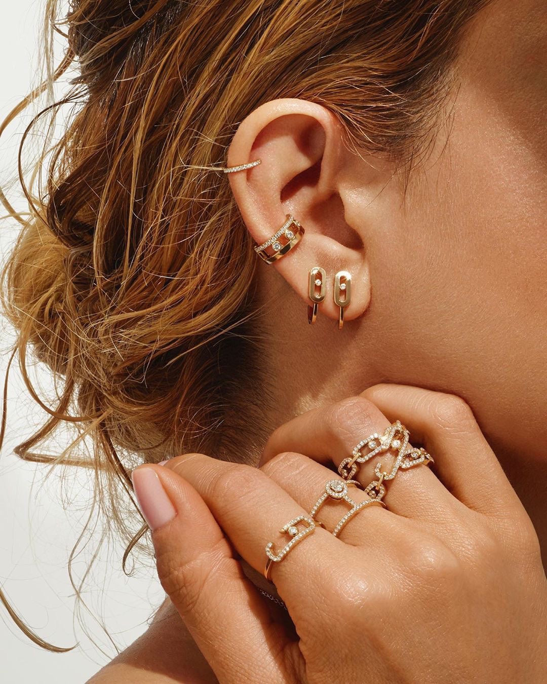 [ELAN LUXE]CREOLES MOVE UNO MINI 1 DIAMOND EARRINGS