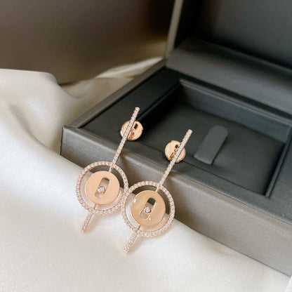 [ELAN LUXE]LUCKY MOVE ARROW PINK GOLD DIAMOND EARRINGS