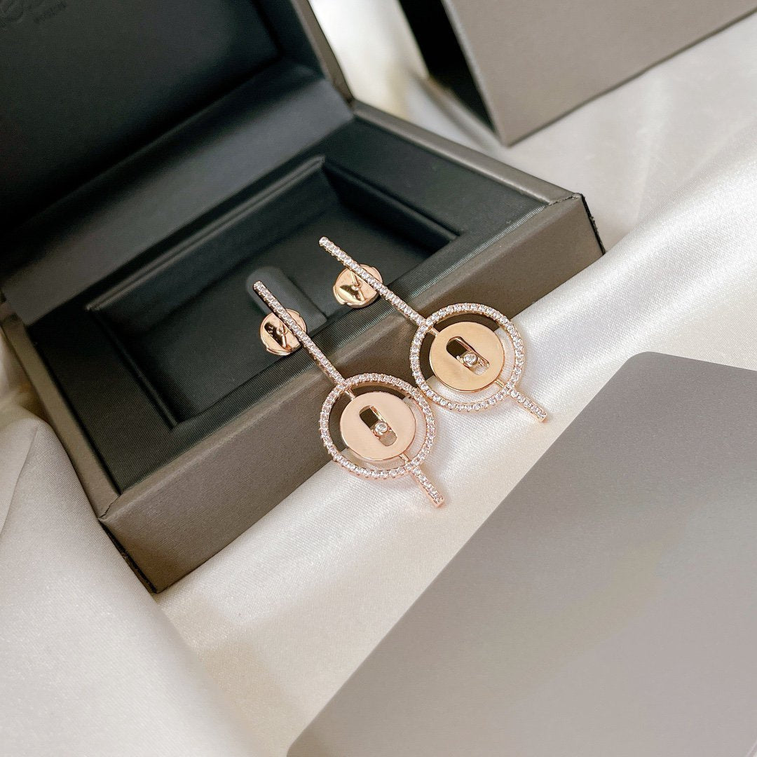 [ELAN LUXE]LUCKY MOVE ARROW PINK GOLD DIAMOND EARRINGS