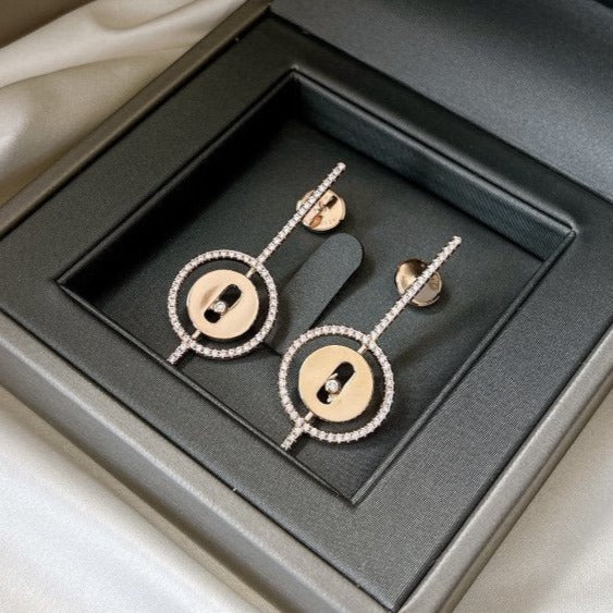 [ELAN LUXE]LUCKY MOVE ARROW PINK GOLD DIAMOND EARRINGS