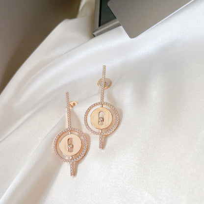 [ELAN LUXE]LUCKY MOVE ARROW PINK GOLD DIAMOND EARRINGS
