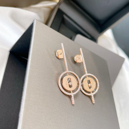 [ELAN LUXE]LUCKY MOVE ARROW PINK GOLD DIAMOND EARRINGS
