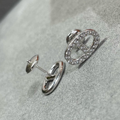[ELAN LUXE]HM FULL DIAMOND PIG NOSE STUD EARRINGS
