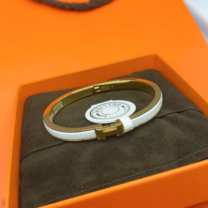 [ELAN LUXE]CLASSIC HM CLIC WHITE 8MM ENAMEL BRACELET