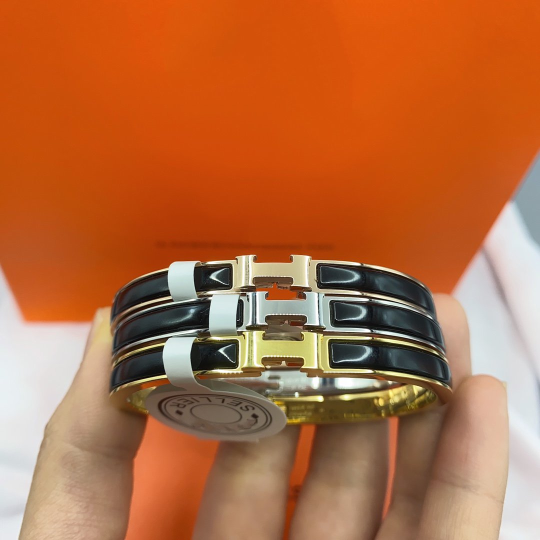 [ELAN LUXE]CLASSIC HM CLIC BLACK 8MM ENAMEL BRACELET
