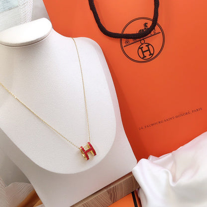 [ELAN LUXE]HM CLIC RED ENAMEL GOLD NECKLACE