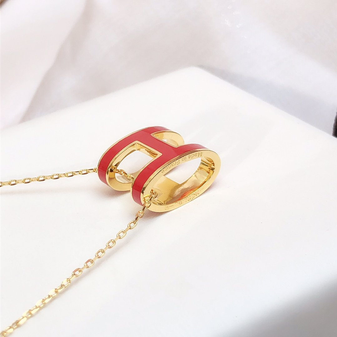 [ELAN LUXE]HM CLIC RED ENAMEL GOLD NECKLACE