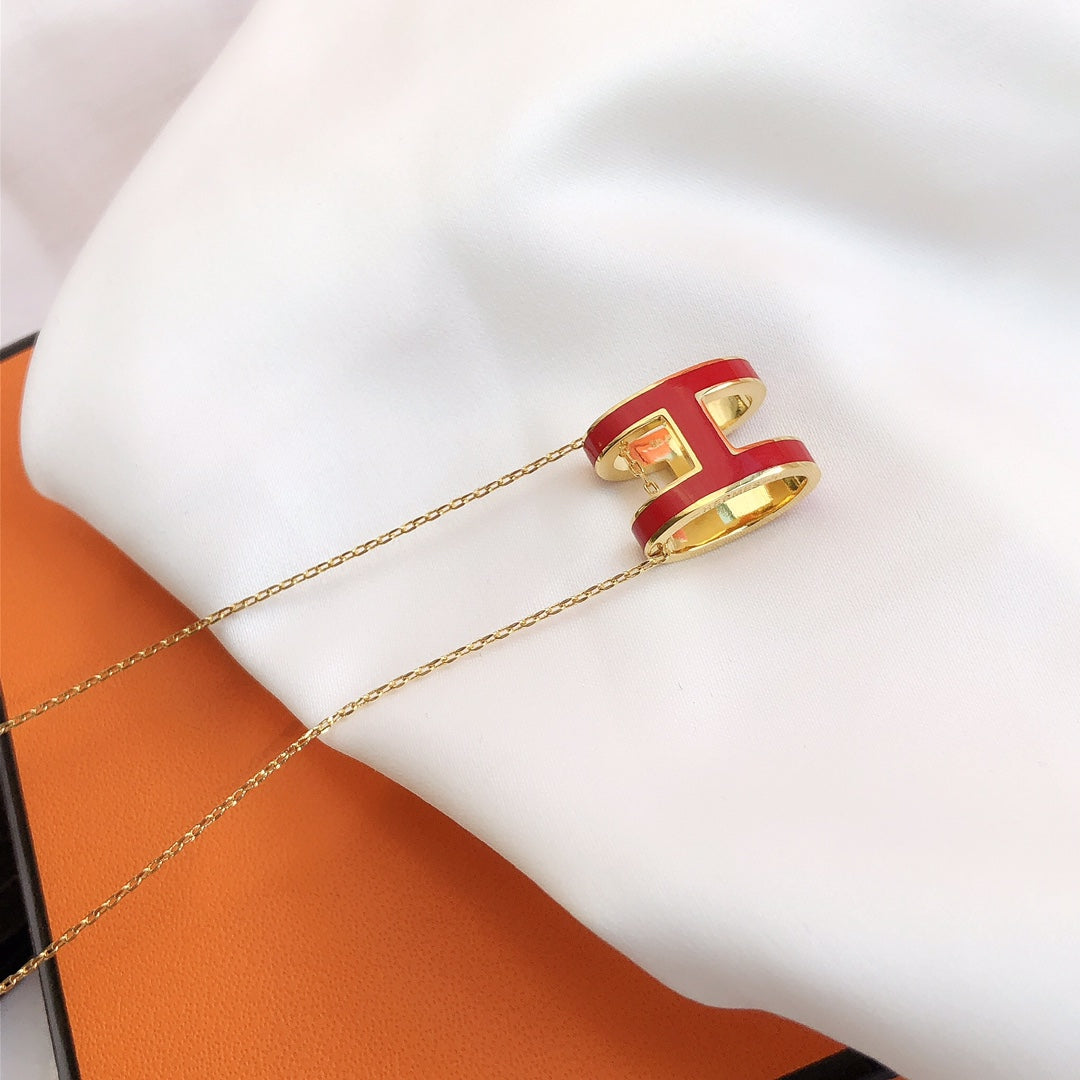 [ELAN LUXE]HM CLIC RED ENAMEL GOLD NECKLACE