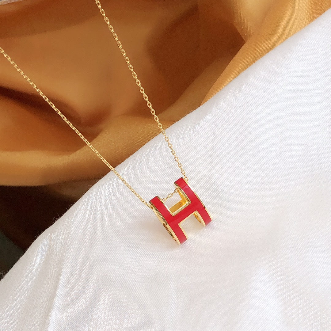 [ELAN LUXE]HM CLIC RED ENAMEL GOLD NECKLACE