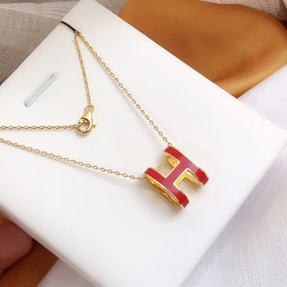 [ELAN LUXE]HM CLIC RED ENAMEL GOLD NECKLACE