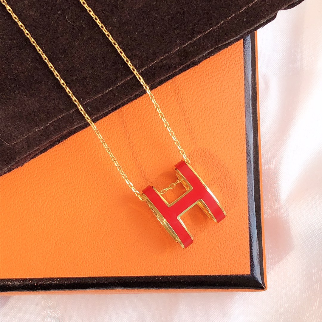 [ELAN LUXE]HM CLIC RED ENAMEL GOLD NECKLACE