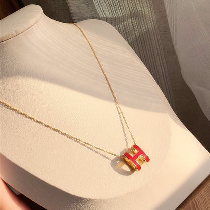 [ELAN LUXE]HM CLIC RED ENAMEL GOLD NECKLACE